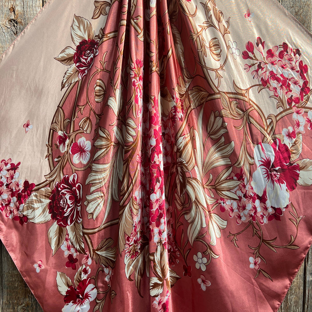 35X35" Raspberry Pink Floral Wild Rag/Scarf WR403