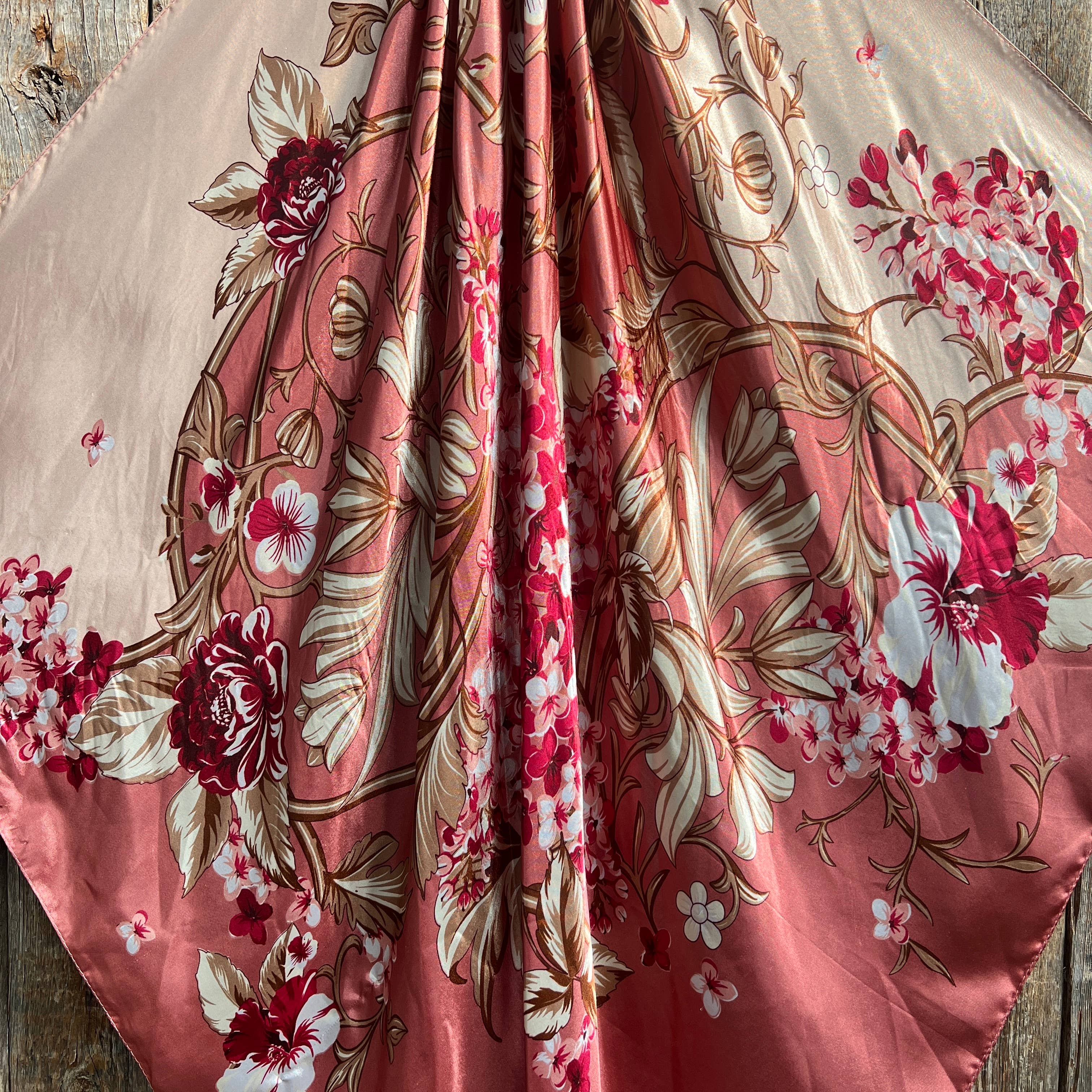 35X35" Raspberry Pink Floral Wild Rag/Scarf WR403