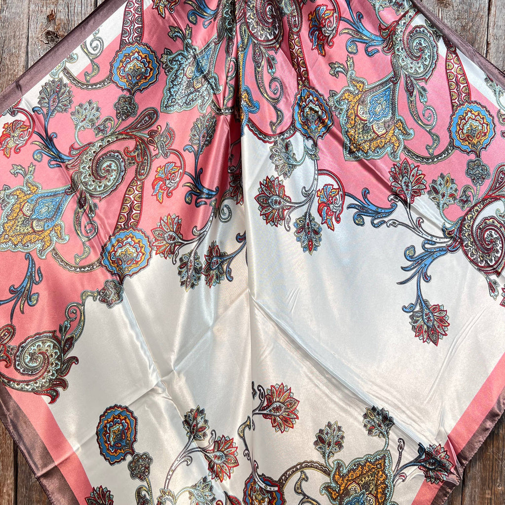 35X35" Pink & Brown Paisley Wild Rag/Scarf WR301