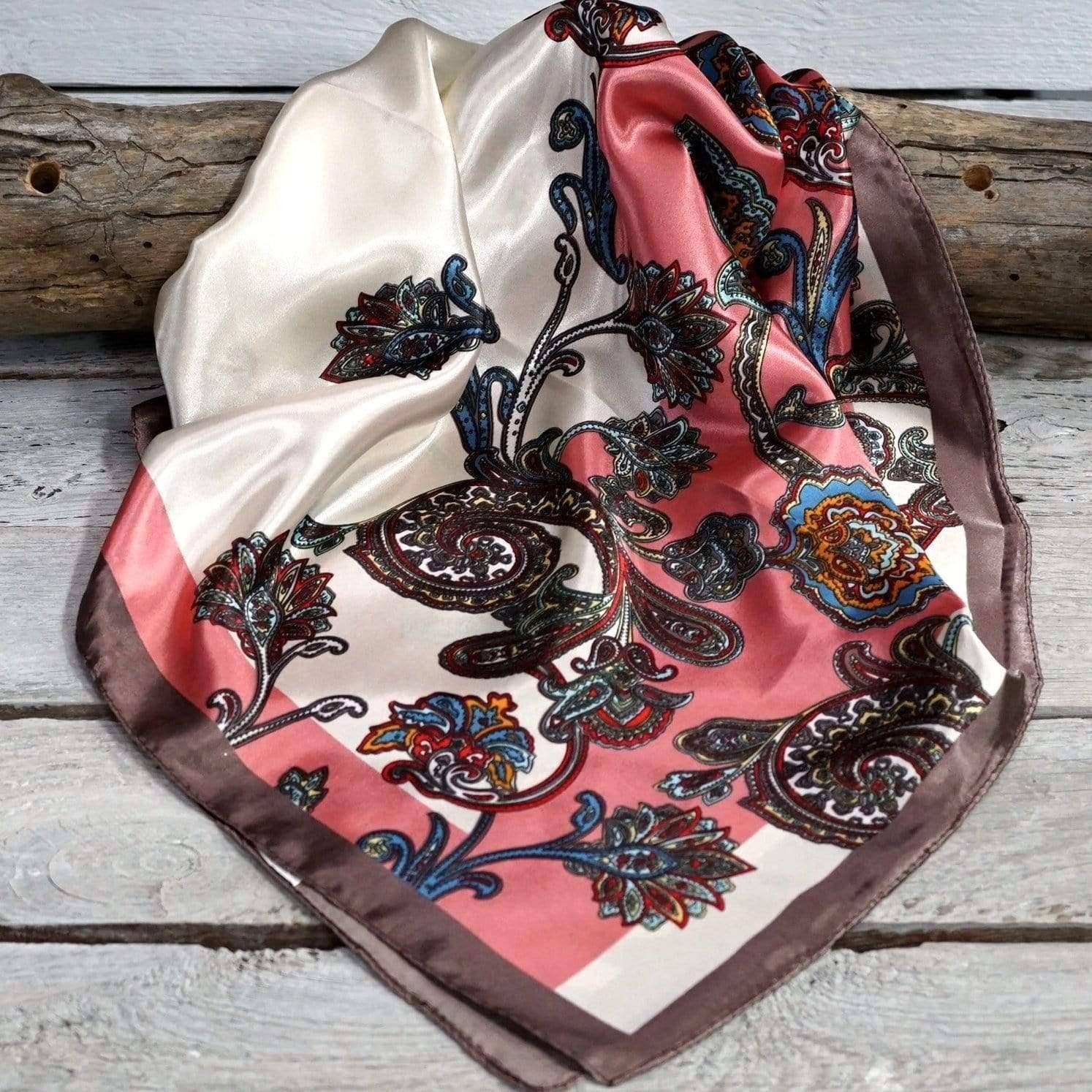 35X35" Pink & Brown Paisley Wild Rag/Scarf WR301