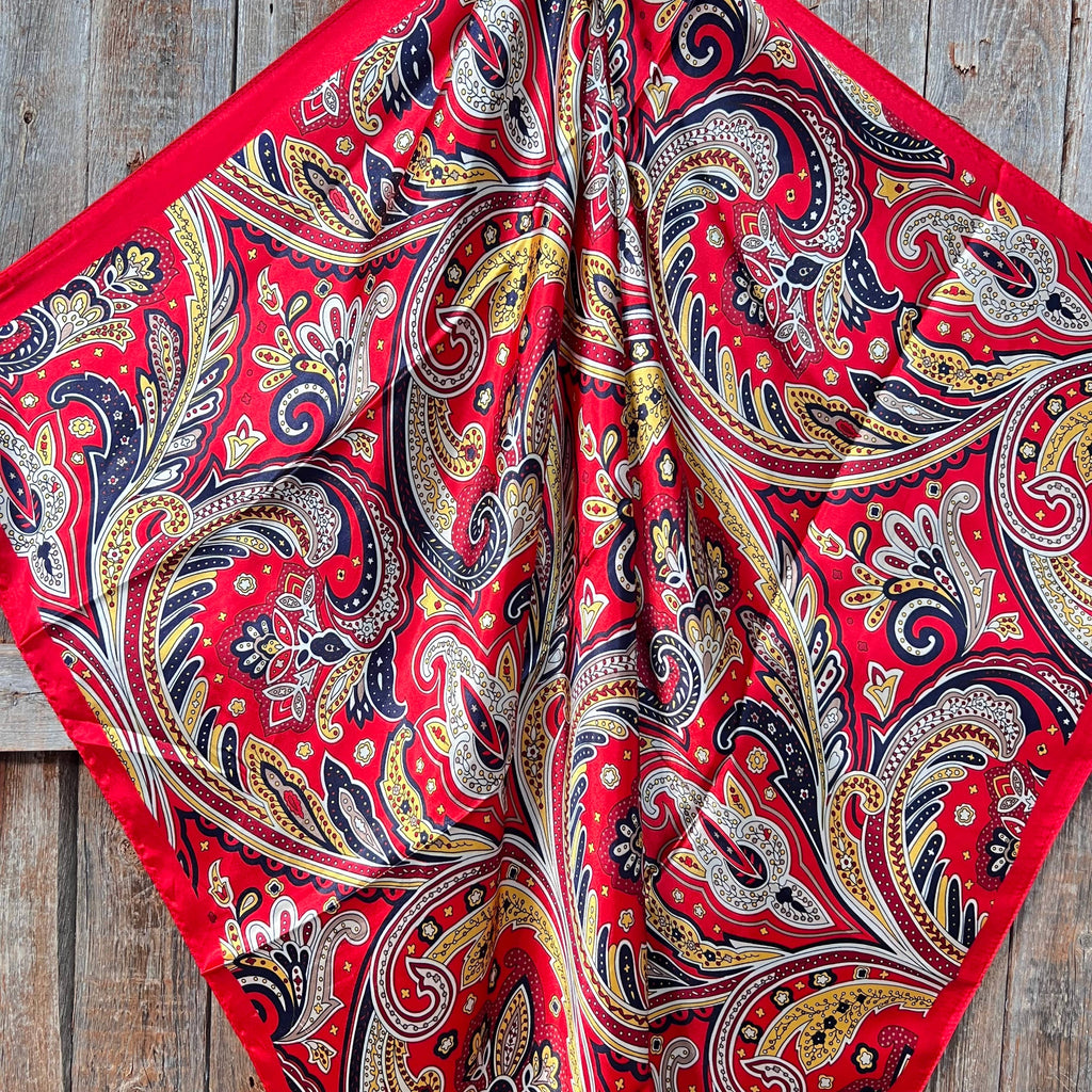 35X35"  Red Hippie Paisley Wild Rag/Scarf WR905