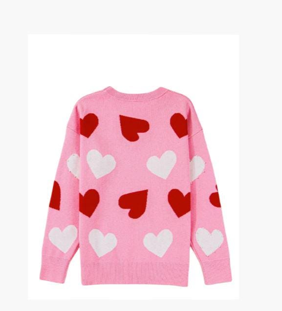 Pink Pearl Heart Valentine's Day Sweater