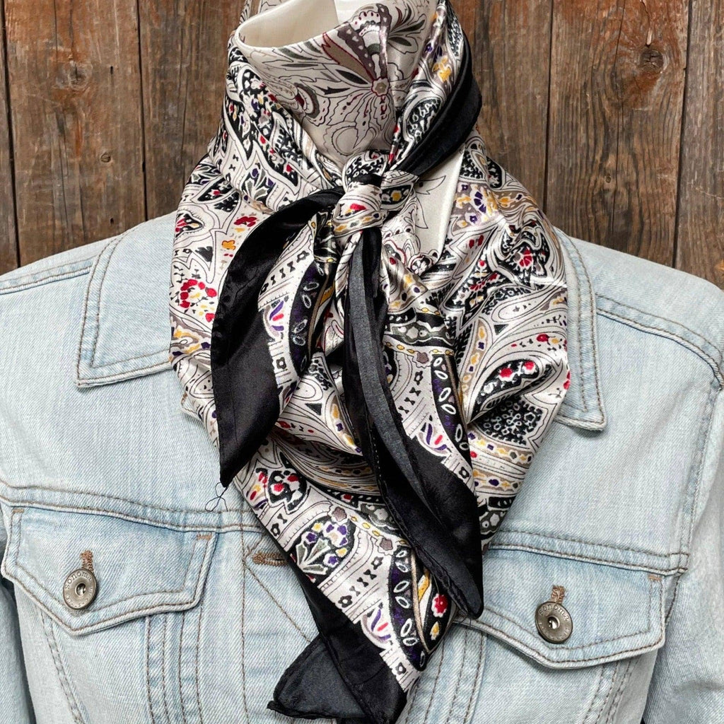 35X35"  Black Floral Wild Rag/Scarf WR3420
