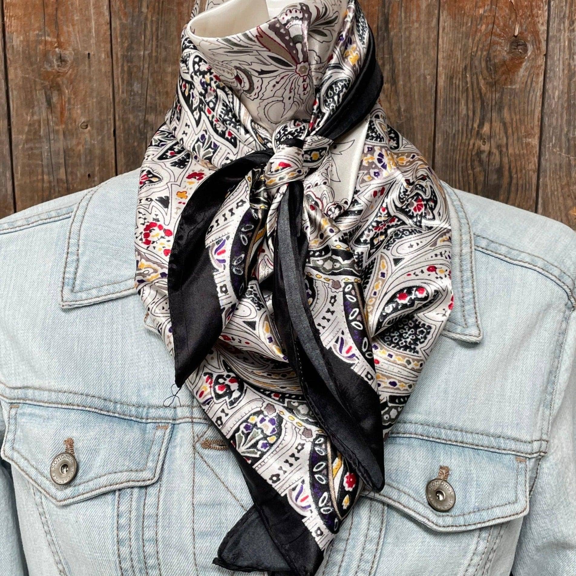 35X35"  Black Floral Wild Rag/Scarf WR3420