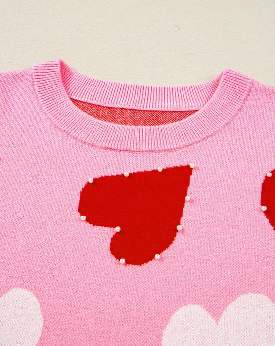 Pink Pearl Heart Valentine's Day Sweater