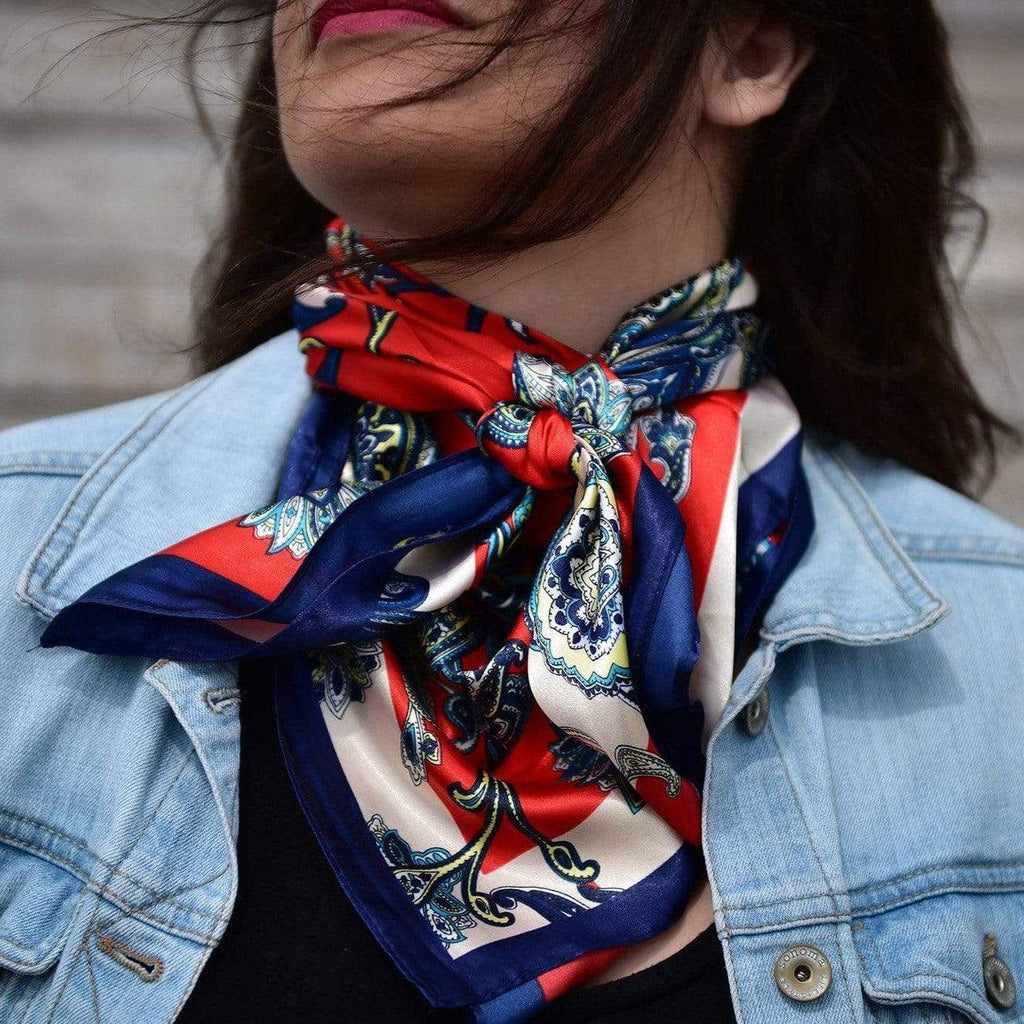 35X35" Red & Navy Paisley Wild Rag / Scarf WR300
