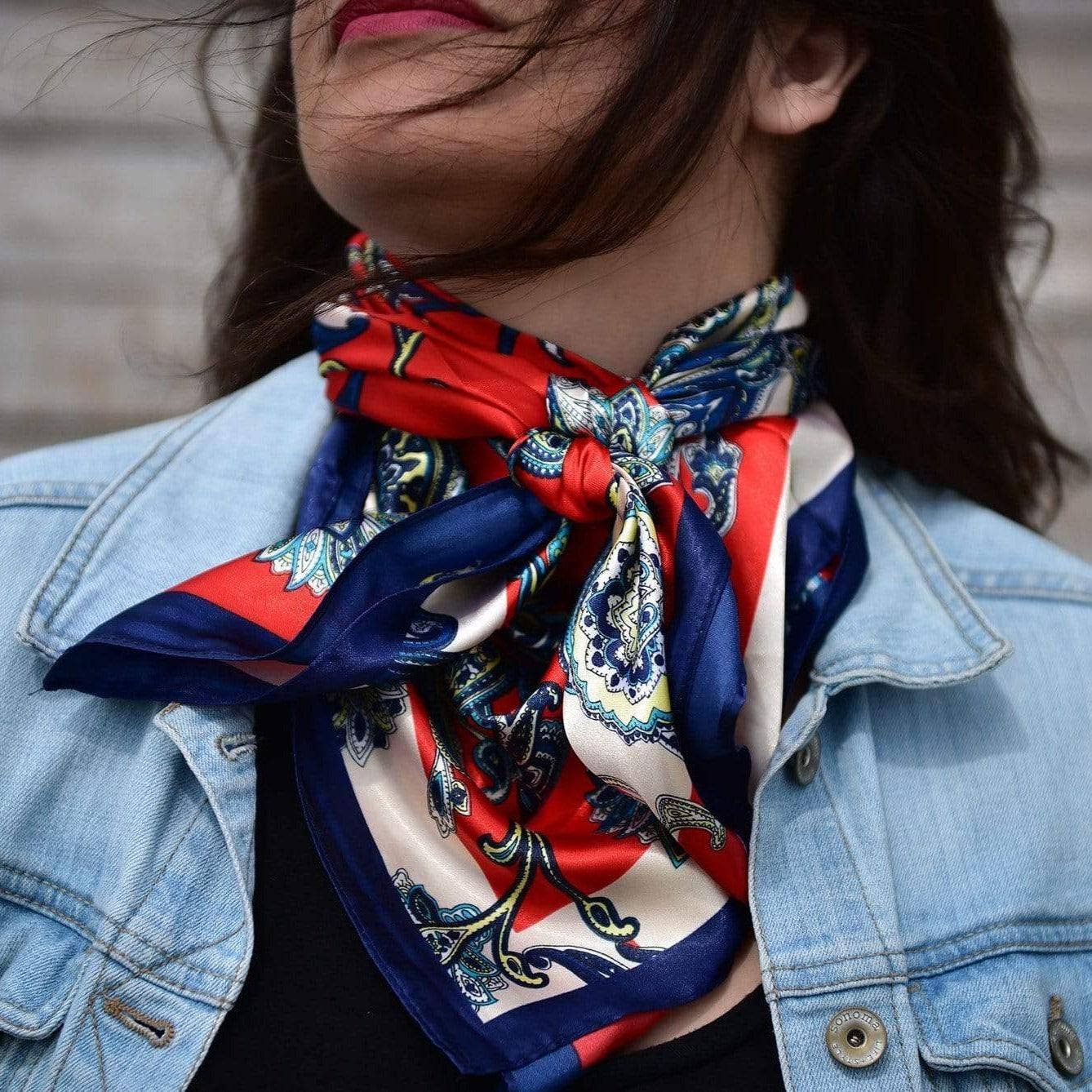 35X35" Red & Navy Paisley Wild Rag / Scarf WR300