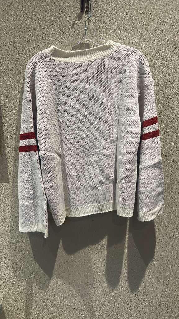 Valentine's Day Heart Knit Sweater - Women's Crew Neck