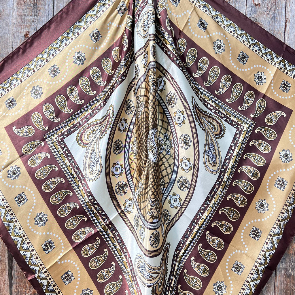 35X35"  Earth Tones Paisley Wild Rag/Scarf WR3405