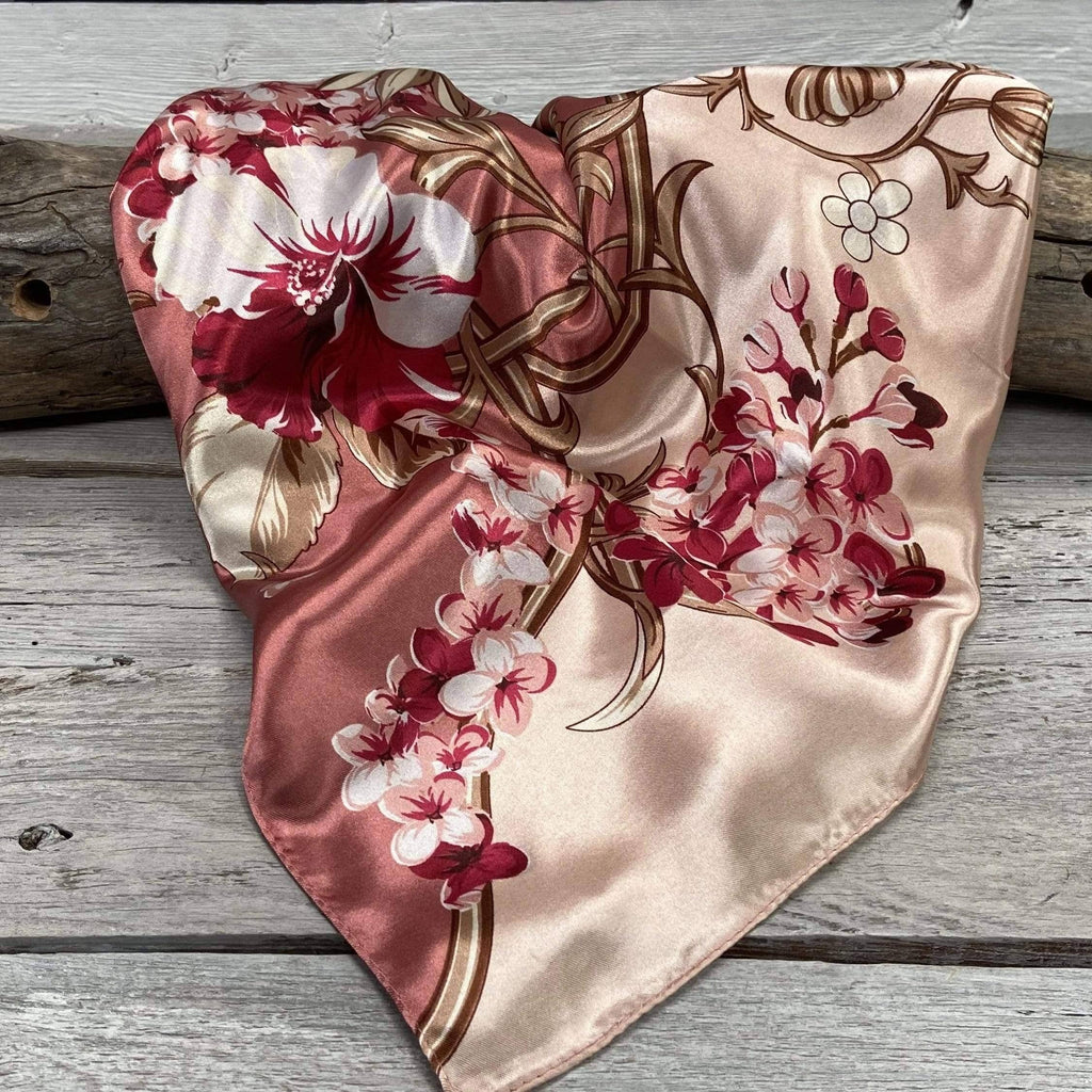 35X35" Raspberry Pink Floral Wild Rag/Scarf WR403