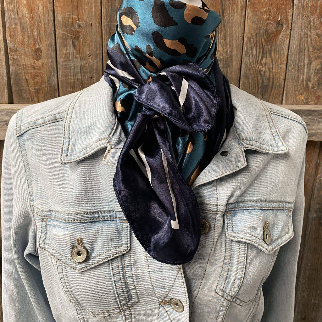 35X35"  Teal Cheetah Wild Rag /Scarf WR2404X