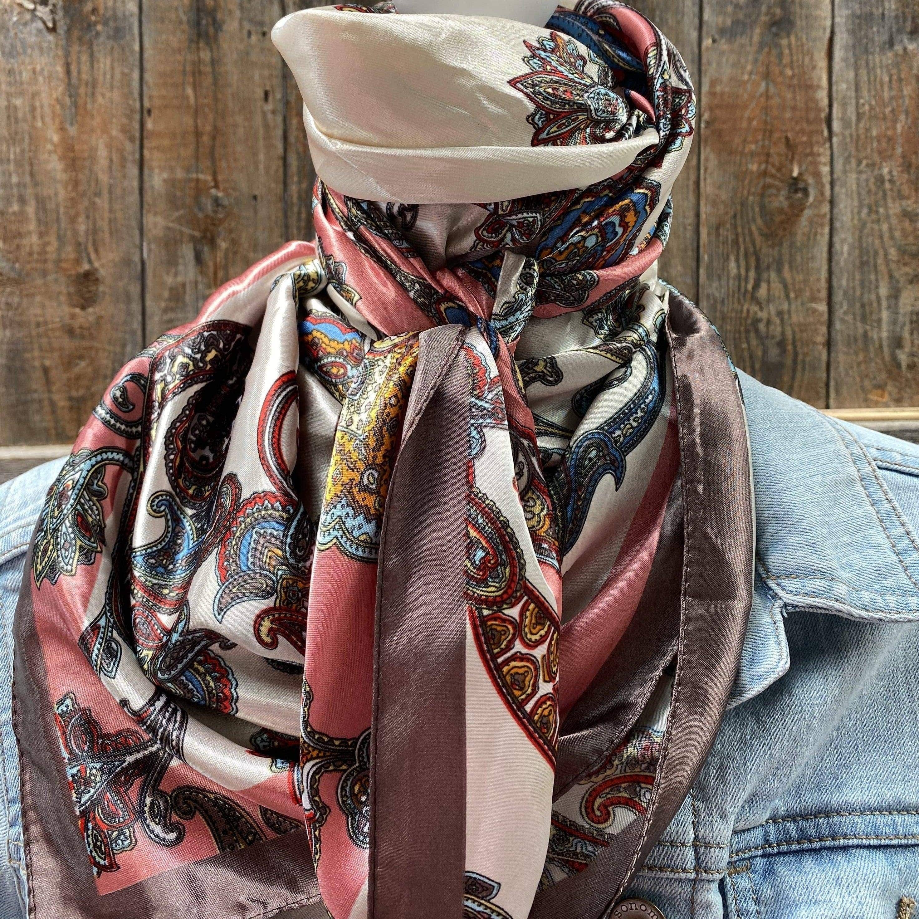 35X35" Pink & Brown Paisley Wild Rag/Scarf WR301