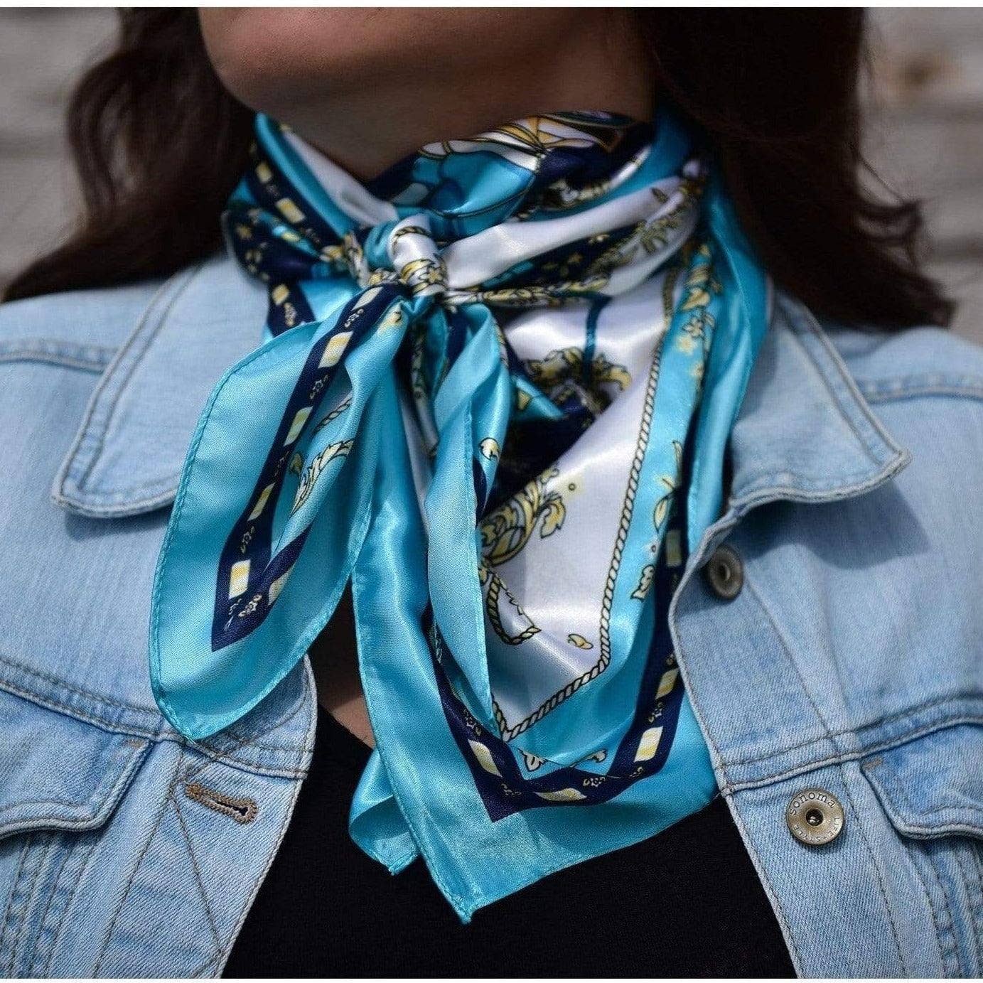 35X35" Ornate Turquoise Wild Rag / Scarf WR326