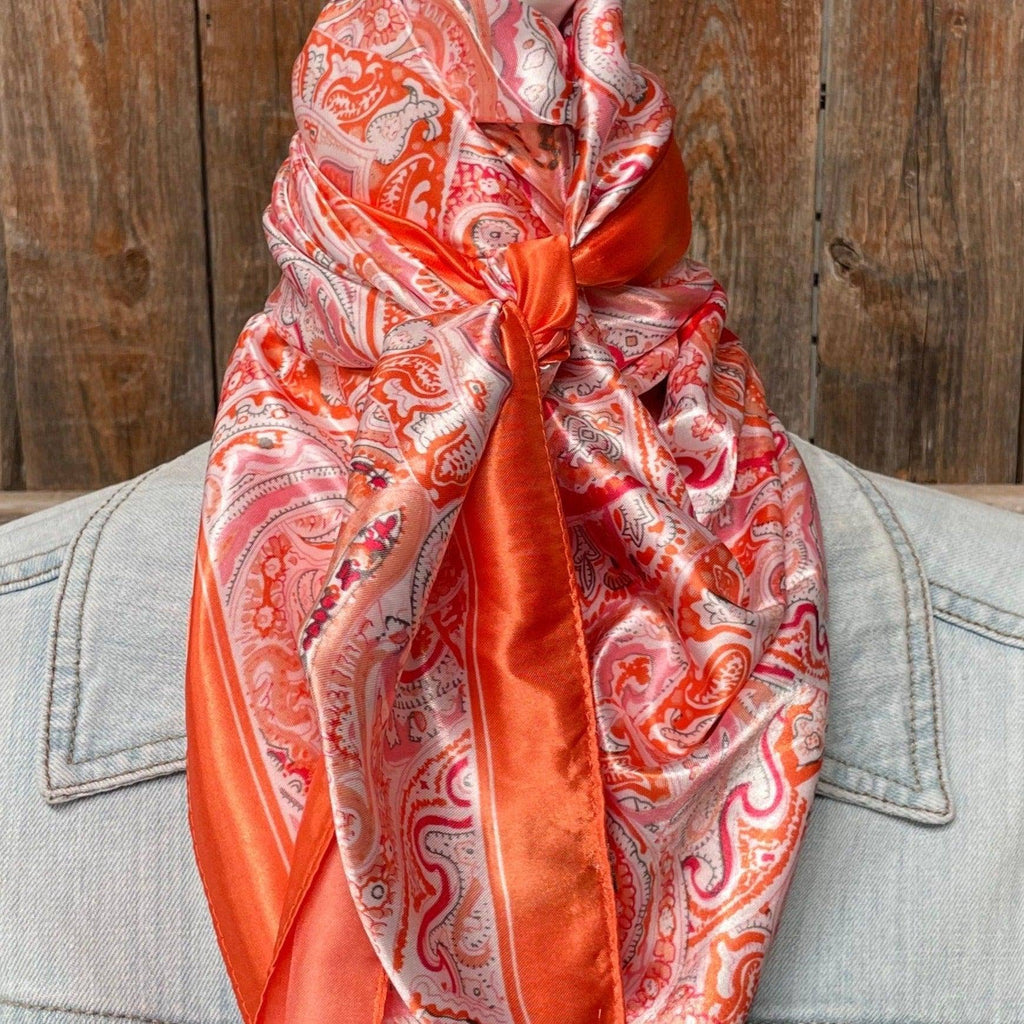 35X35"  Pink & Orange Paisley Wild Rag/Scarf WR3417