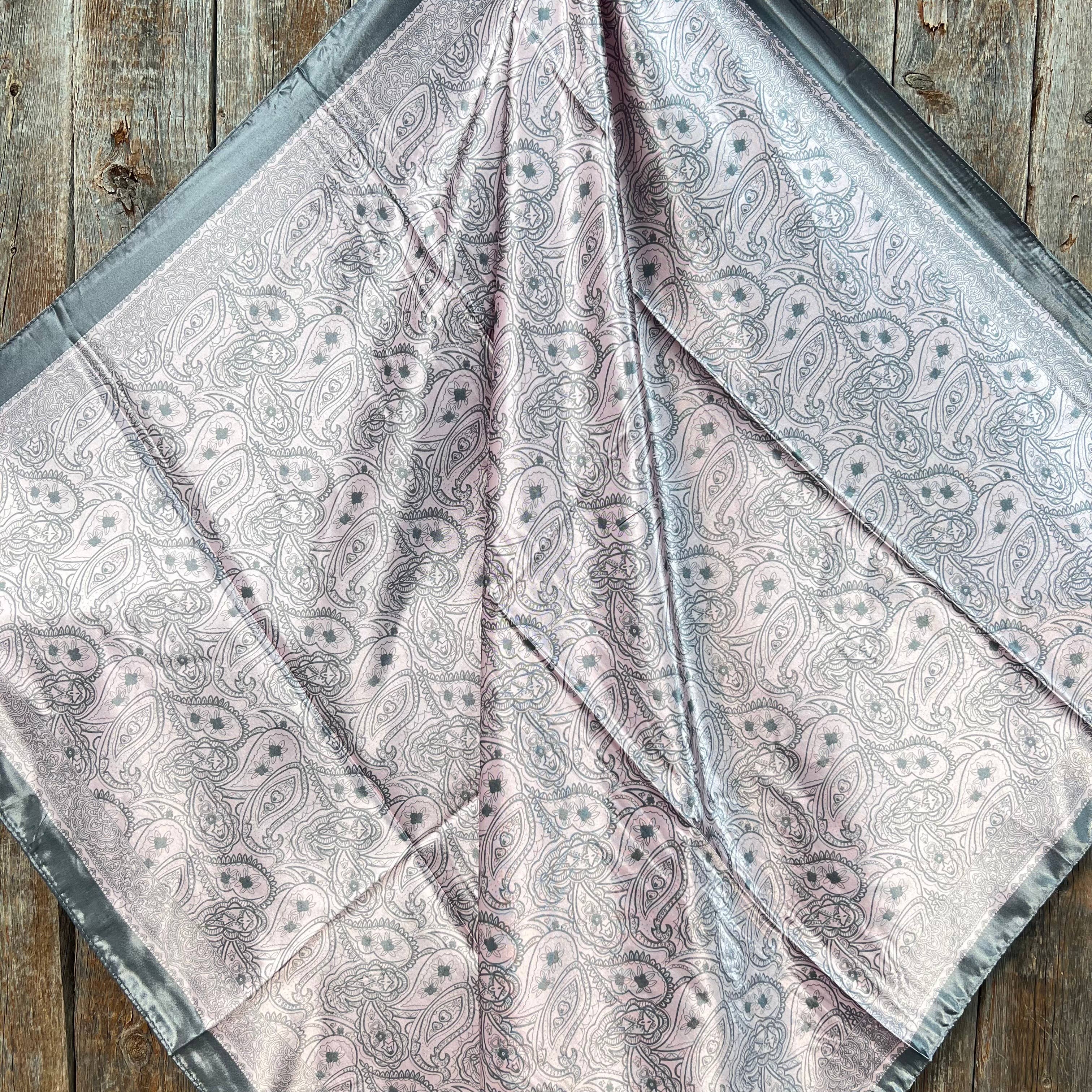 35X35"  Pink & Grey Paisley Wild Rag/Scarf WR3400