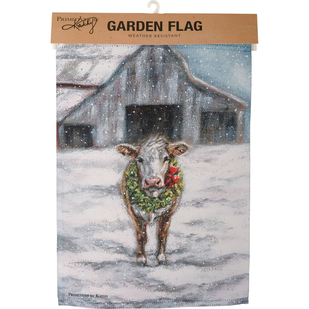 Cow With Wreath Garden Flag