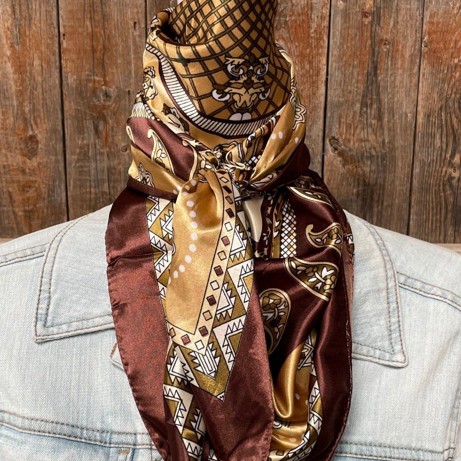 35X35"  Earth Tones Paisley Wild Rag/Scarf WR3405