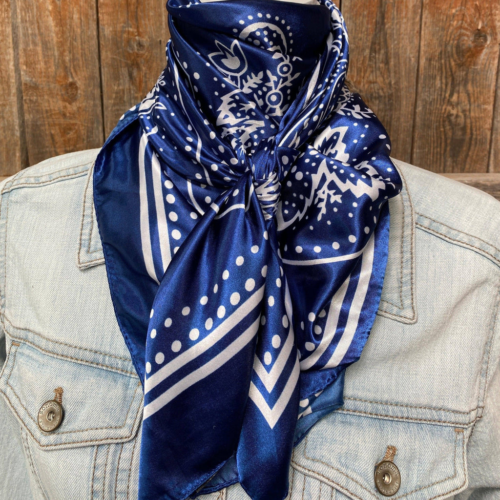 35X35"  Blue Floral Paisley Wild Rag/Scarf WR3382