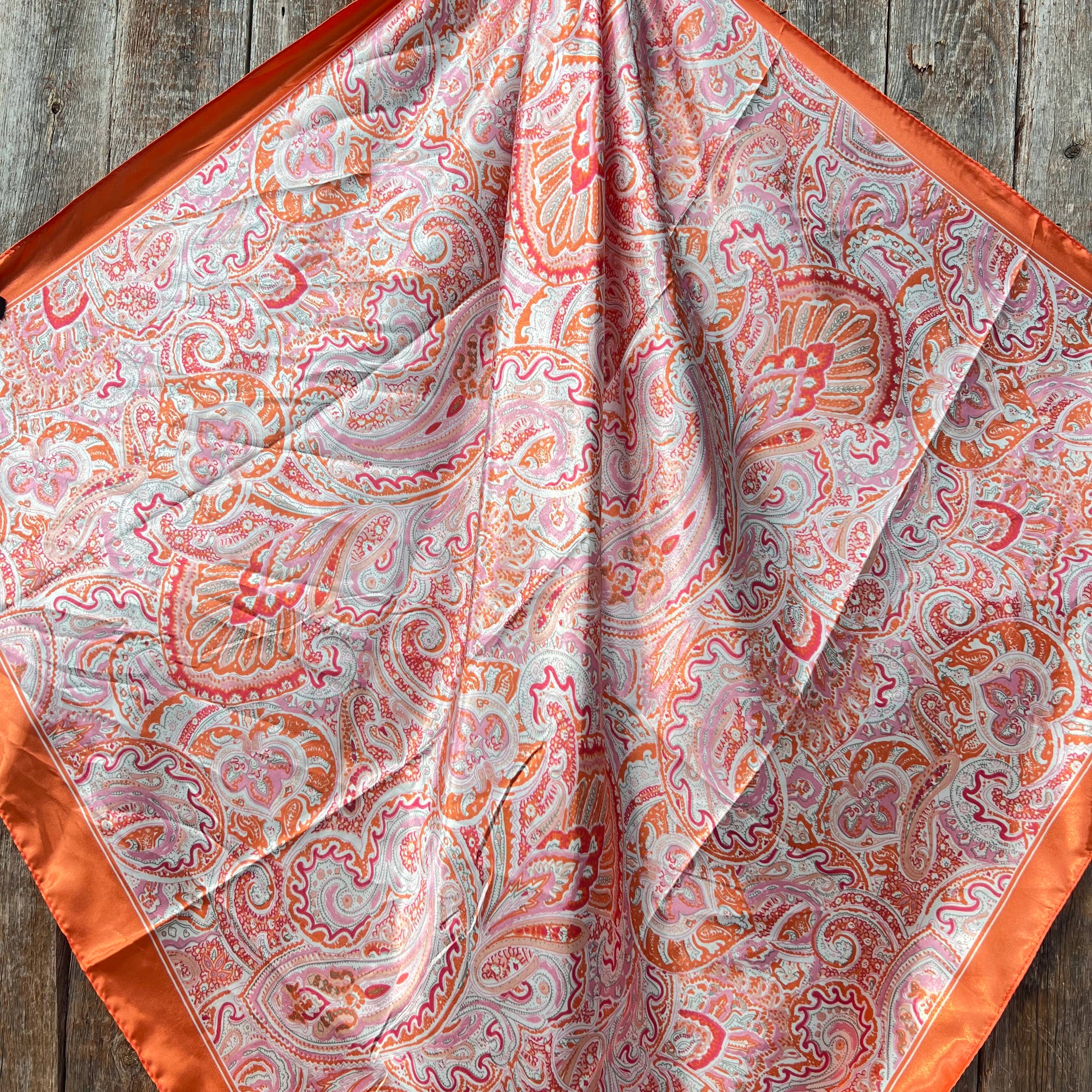 35X35"  Pink & Orange Paisley Wild Rag/Scarf WR3417