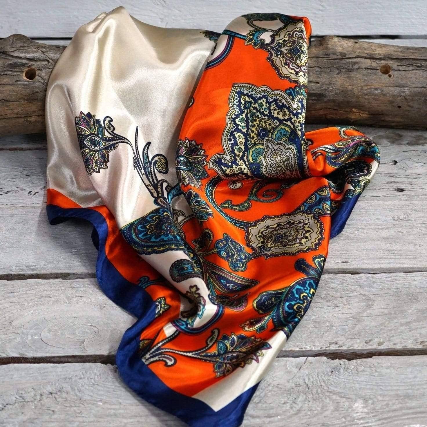 35X35" Orange & Blue Paisley Wild Rag/Scarf WR302