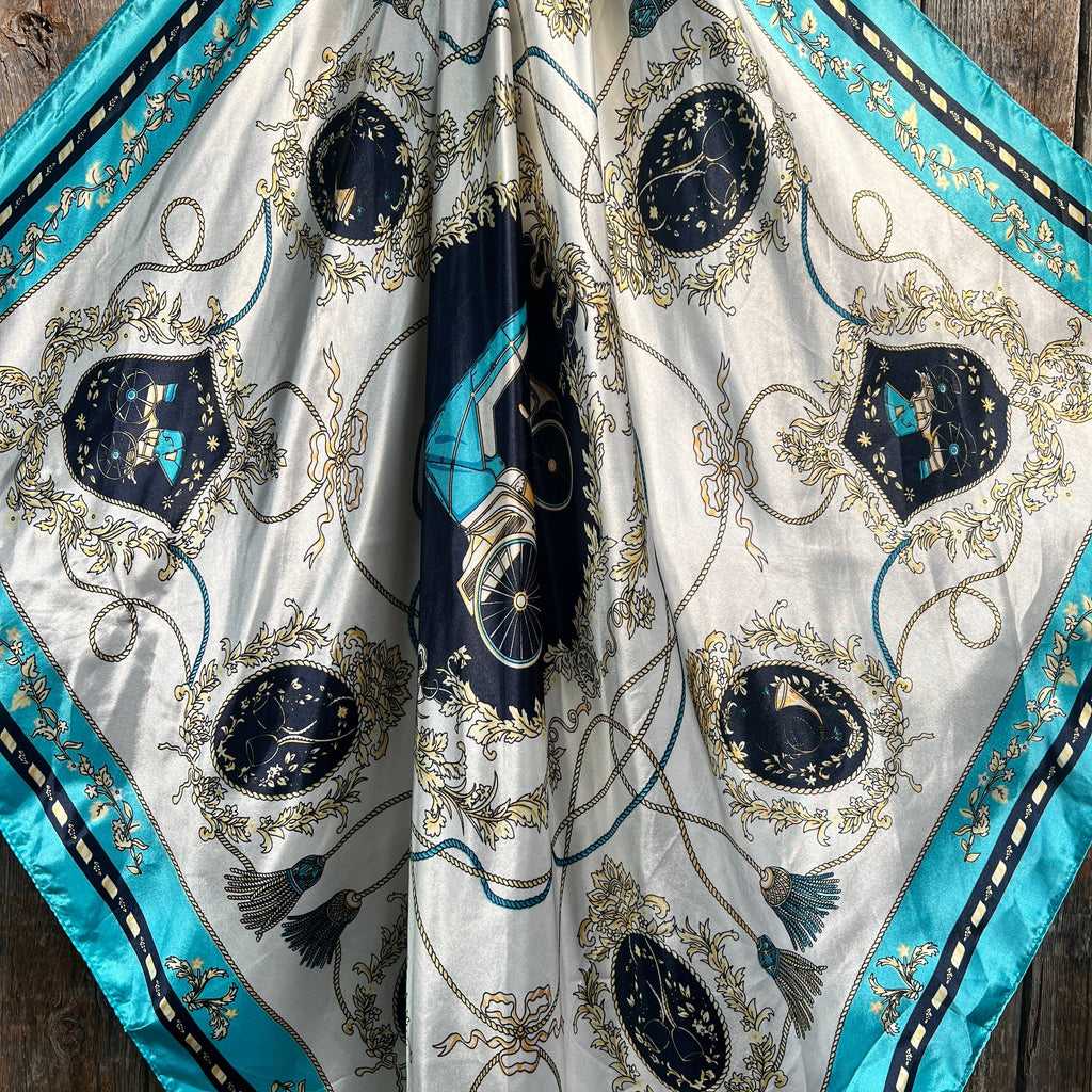 35X35" Ornate Turquoise Wild Rag / Scarf WR326